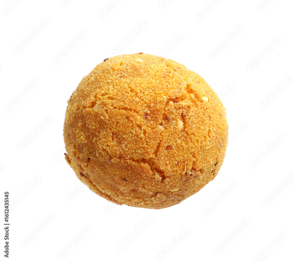 One delicious fried croquette ball isolated on white One delicious fried croquette ball isolated on white
