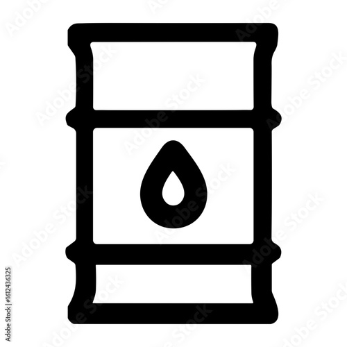 Outline Handdrawn Oil Barrel Industry Container Shape Icon Illustration