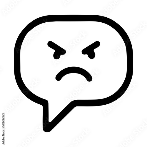 Outline Simple Angry Speech Bubble with Eyebrows Icon Element