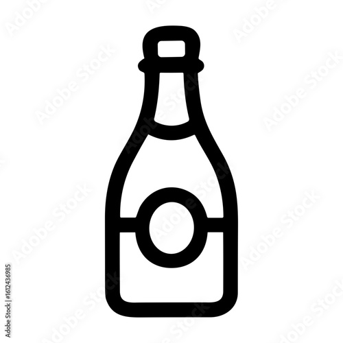 Outline Minimalist Champagne Bottle Silhouette Drink Alcohol Celebratory Party Icon