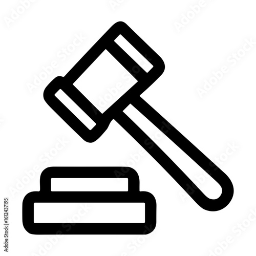 Outline Simple Gavel Wooden Legal Icon Design Element