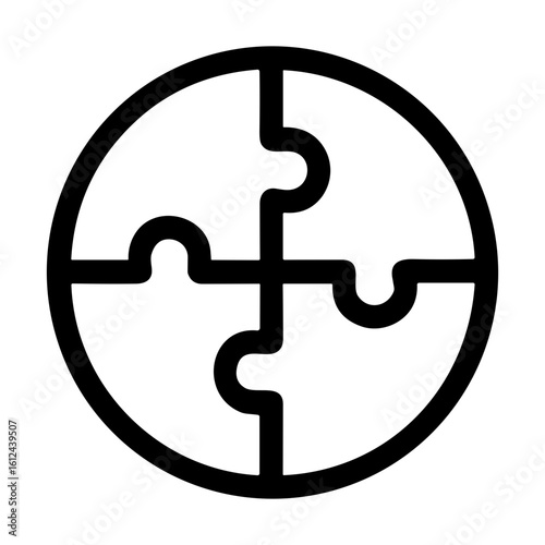 Simple Outline Circle Puzzle Connectivity Integration Solution Shape Icon