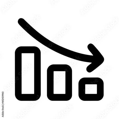 Line Simple Downward Graph Declining Sales Business Finance Data Icon
