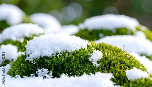 Close-up of snow-covered moss