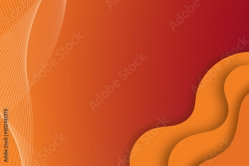 Abstract Wavy Orange Gradient Background with White Lines Decoration Design