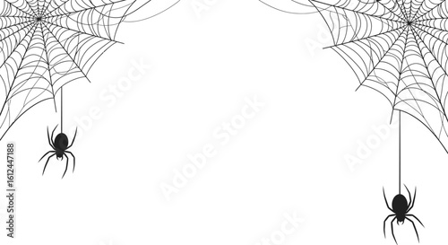 White Spooky Spiderweb & Spiders Design