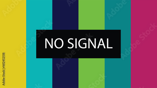 No signal technical error of television screen with colorful vertical bars