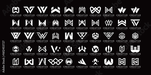 set of letter w logo design template