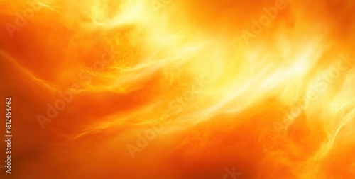 Vibrant swirling orange and yellow fiery abstract background with bright light and smoky texture conveying intense energy and warmth