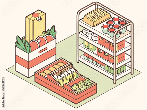 Isometric Grocery Food Set – Supermarket Packages