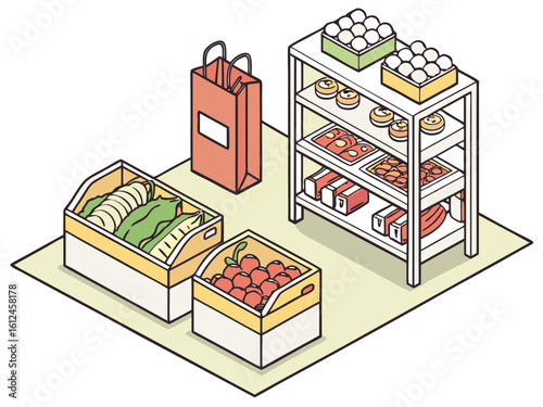 Isometric Grocery Food Set – Supermarket Packages