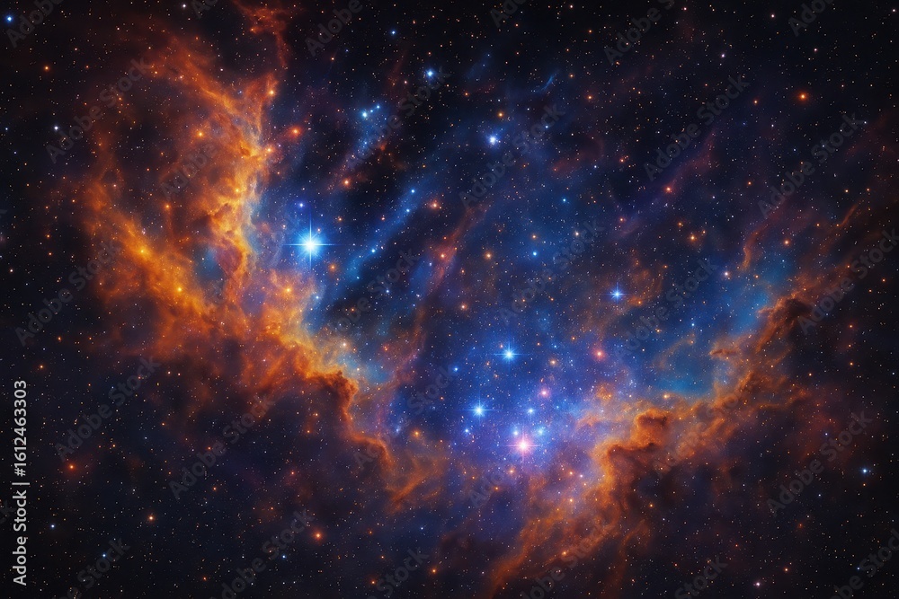 Fototapeta premium Cosmic nebula explosion with brilliant stars and celestial phenomena in deep space environment