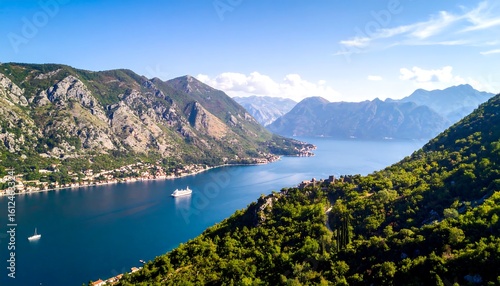 Aerial view of Kotor Bay in Montenegro showcasing stunning natural landscape