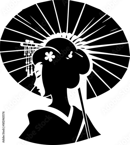  silhouette vwktor illustration sketch design icon logo symbol beauty japanese woman wearing traditional ethnic kimono