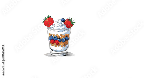 Yogurt with granola and berries
