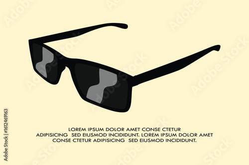 Vector Stylish black Sunglasses and off-white background Vector flat Illustration
