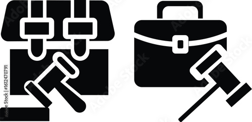 Briefcase icon in flat version on black and white background.Simple Briefcase solid Icon for labor. element.toolbox icon.Work glyph solid icon. Solid icon that can be applied anywhere