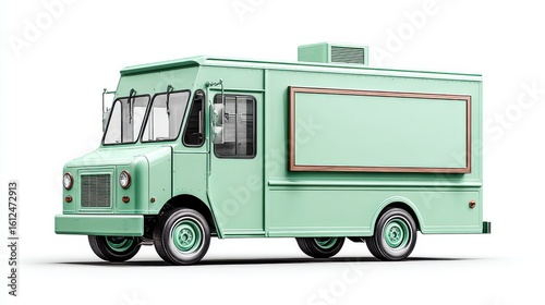 Isolated food truck mockup with flat side panel and blank surface for menu or artwork placement