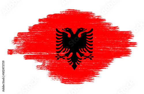 flag of albania with paint stroke