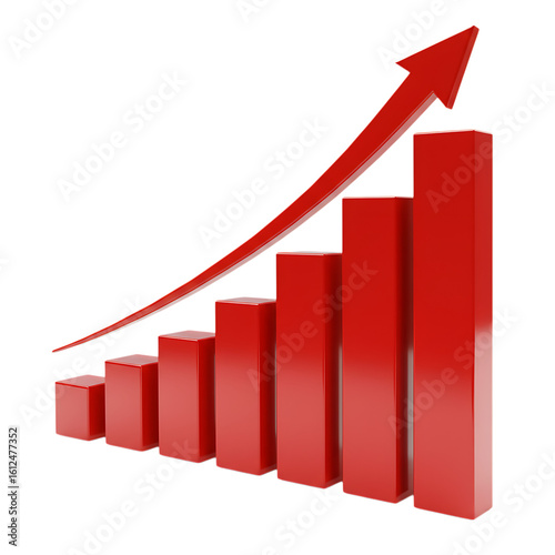 Free Download Red bar chart with upward trending arrow isolated on transparent background - GFXLoad