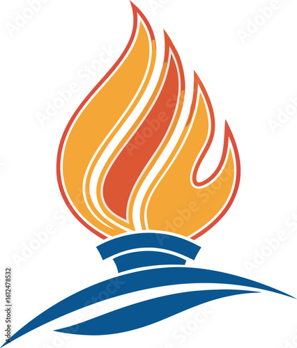 Stylized torch flame and abstract base fire heat