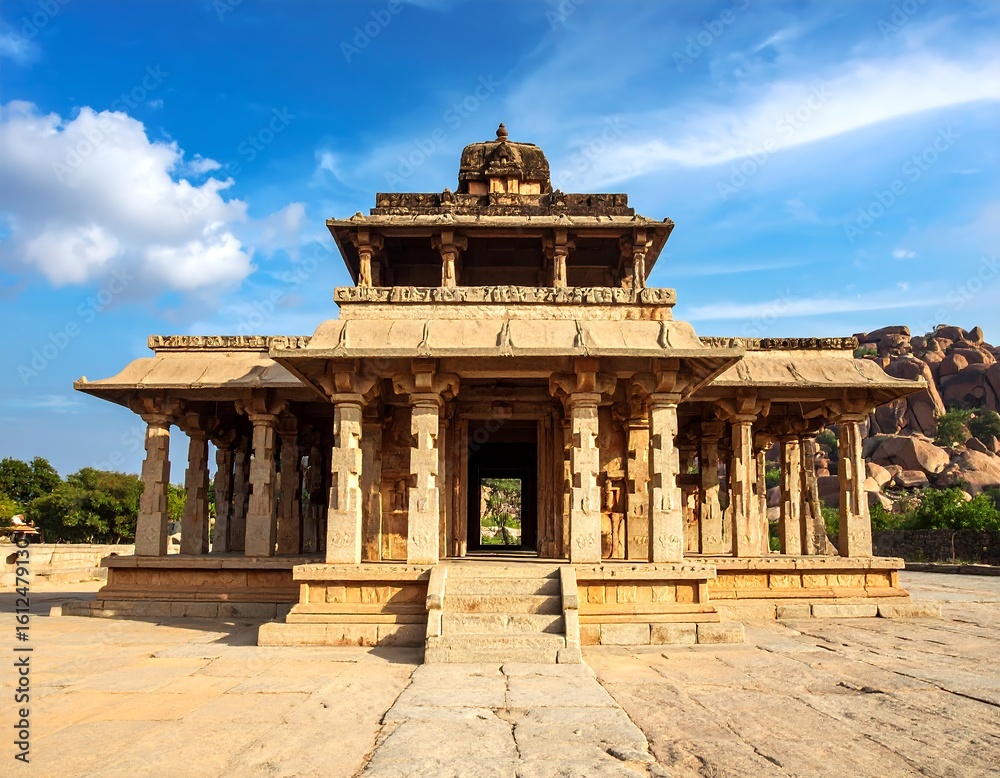Obraz premium Ancient stone temple in sunny landscape