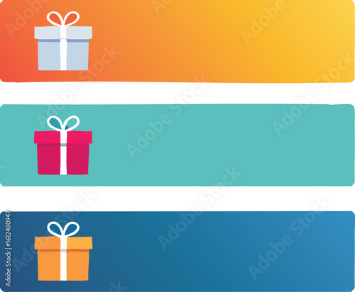 Abstract gift box banners in blue and orange
