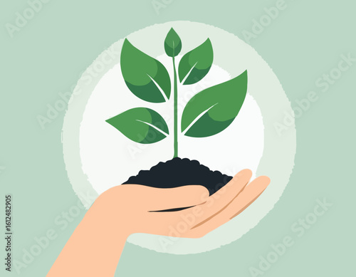 Hand Holding Plant – Eco Friendly Vector Symbol of Growth and Sustainability