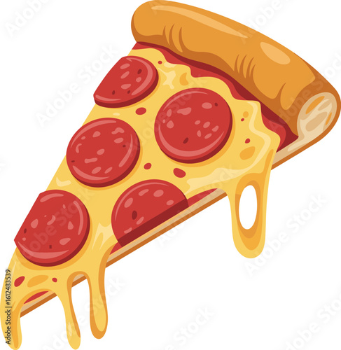PrintDelicious pepperoni pizza slice with melted cheese, appetizing snack illustration, perfect for restaurant menus, food blogs, advertisements, culinary design