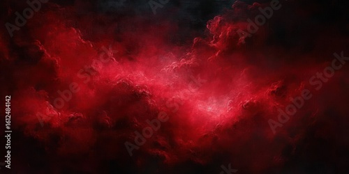 Dark red and black swirling clouds creating a dramatic and intense atmosphere with vivid highlights and deep shadows