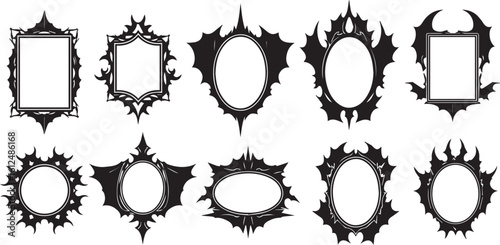Collection of ornate gothic frames isolated on transparent background