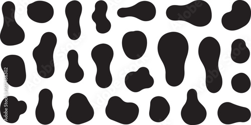 Collection of organic ink blots and splatters isolated on transparent background