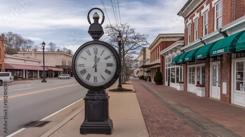 A clock on a sidewalk