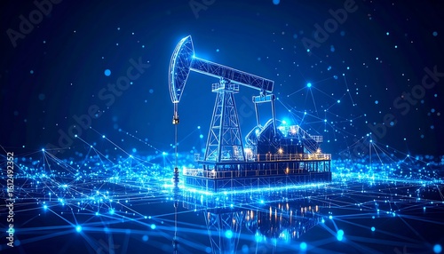 Digital Oil Field: Futuristic Oil Rig Visualization with Network Connection