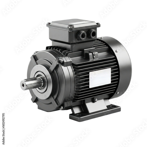 Industrial Electric Motor Isolated on White Background
