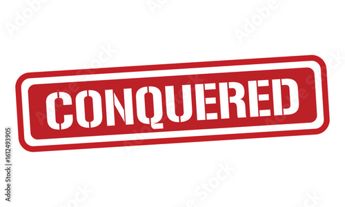 CONQUERED red stamp text vector, rubber stamp