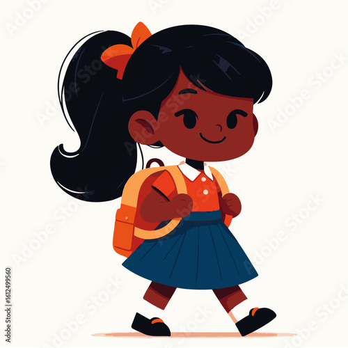 Happy School Girl with Backpack – Back to School Vector