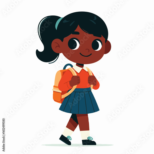 Happy School Girl with Backpack – Back to School Vector