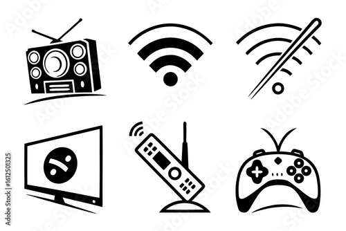 Collection of Technology and Entertainment Icons.