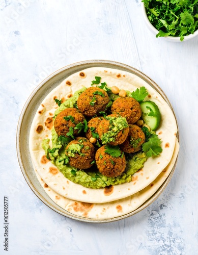 Falafel pita with guacamole