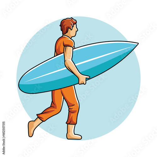 Surfer Surfing Board Vibrant Colored Athlete in Dynamic Pose Vector