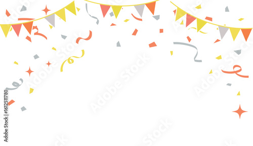 秋の紙吹雪とフラッグの背景装飾素材