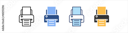 Print Icon Set Multiple Style Collection