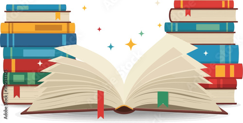 Book stack vector illustration for education and reading concept design