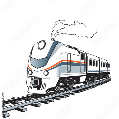 A train is traveling down the tracks with smoke coming out of the engine