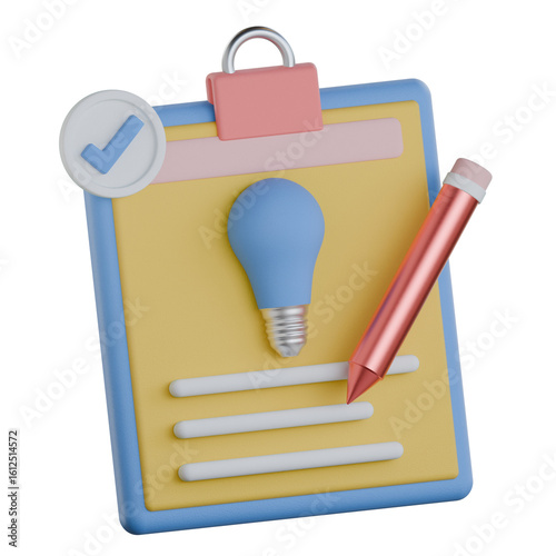 Creative brief file 3d icon colorful style