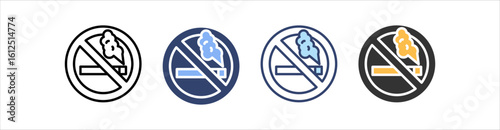 No Smoking Icon Set Multiple Style Collection