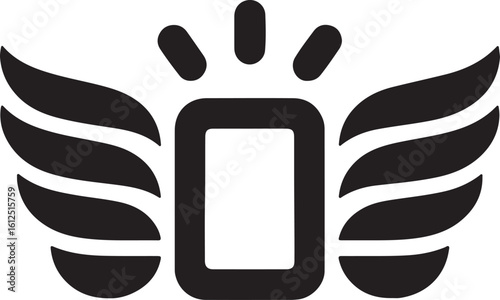 Fast Delivery Vector Icon: Black Winged Symbol Sign, Modern Minimalist Style