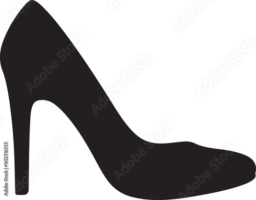 Elegant High Heel Shoe Silhouette: Vector Icon, Sign, Symbol, Fashion Design Element