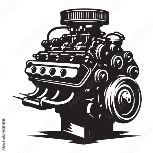 A black silhouette of an Engine vector